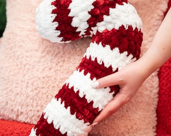 CROCHET PATTERN, Crochet Candy Cane Pillow Pattern PDF Download