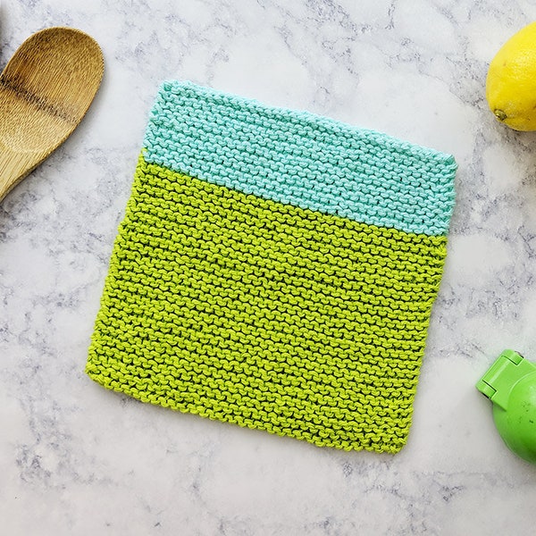 Knitted Beach House Dishcloth Pattern | Easy Garter Stitch Dishcloth for Beginners