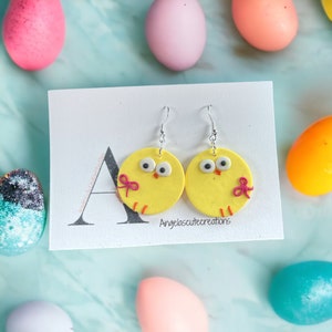 Little chick (chicken) earrings, yellow, circle, cartoon, 4 styles to pick from lightweight earrings dangle