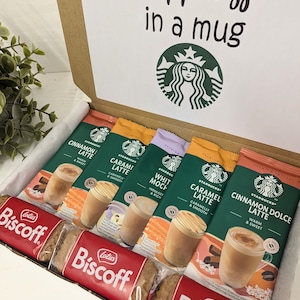 Starbucks treat box, gluten free Starbucks, coffee box, valentines gift, coffee treat box, hug in a mug, postal gift