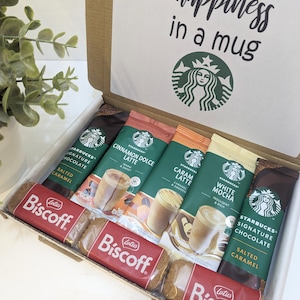 Starbucks treat box, Starbucks, coffee box, coffee treat box, hug in a mug, postal gift