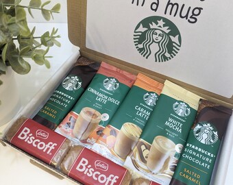 Starbucks treat box, Starbucks, coffee box, coffee treat box, hug in a mug, postal gift