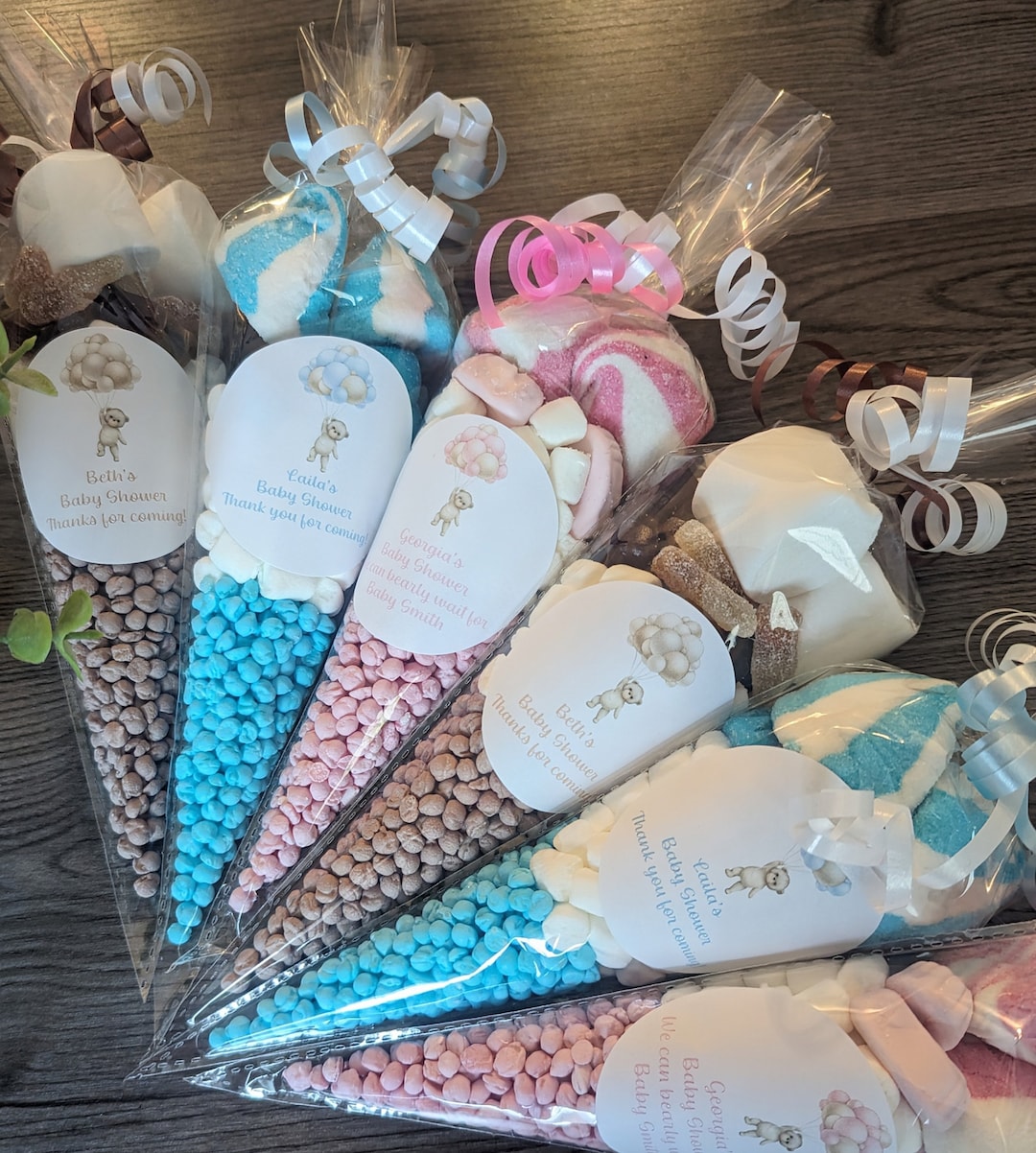 Baby Shower Sweet Cones, Teddy Bear Baby Shower Sweet Cones, Sweet