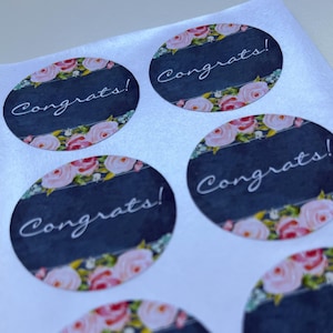 24 pegatinas de "¡Felicitaciones!": sellos para sobres, etiquetas para regalos, envolturas de regalos, fabricación de tarjetas, bolsas de caramelos, bolsas de regalos