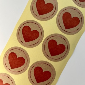 36 pegatinas Kraft con forma de corazón: sellos para sobres, envoltura de regalos, etiquetas para regalos, fabricación de tarjetas, scrapbooking, obsequios, bolsas de caramelos