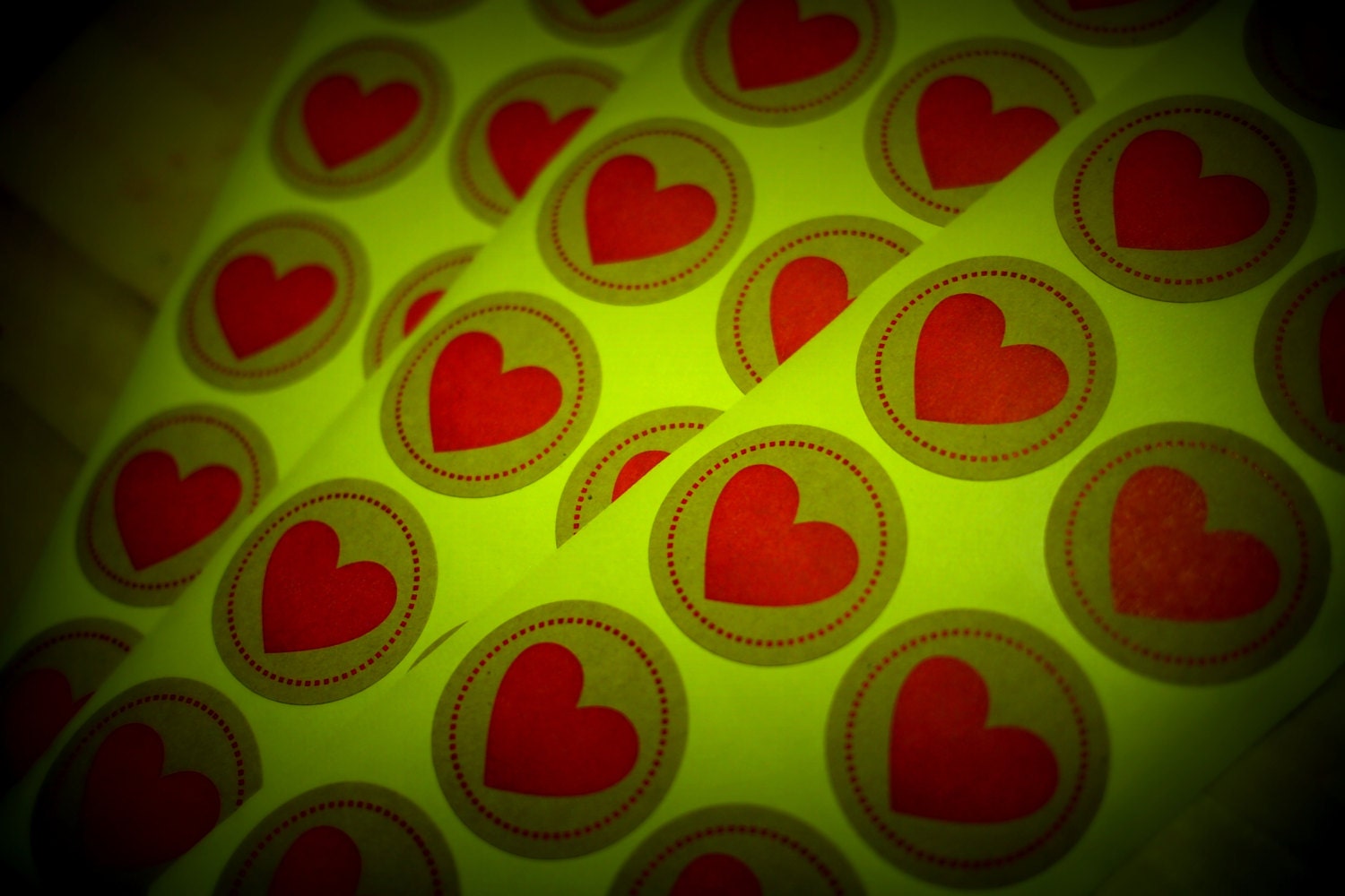 Heart Kraft Pegatinas Favour Stickers Sobre Sellos Etsy