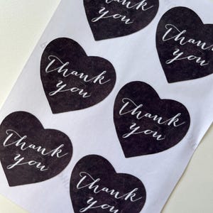 24 adesivos "Obrigado" - Estilo vintage, em forma de coração - Selos de envelope, embrulhos para presente, etiquetas para presente, confecção de cartões, lembrancinhas, sacolinha de doces