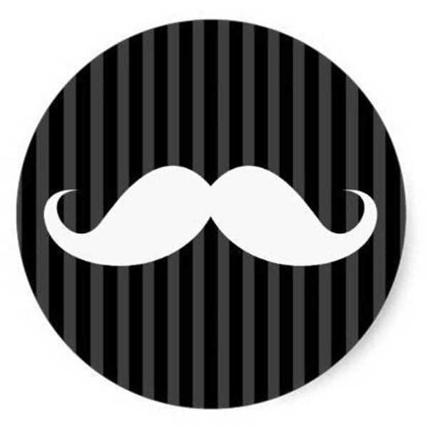 24 Moustache stickers - Birthdays, Babyshowers, Gifts, Envelope Seals