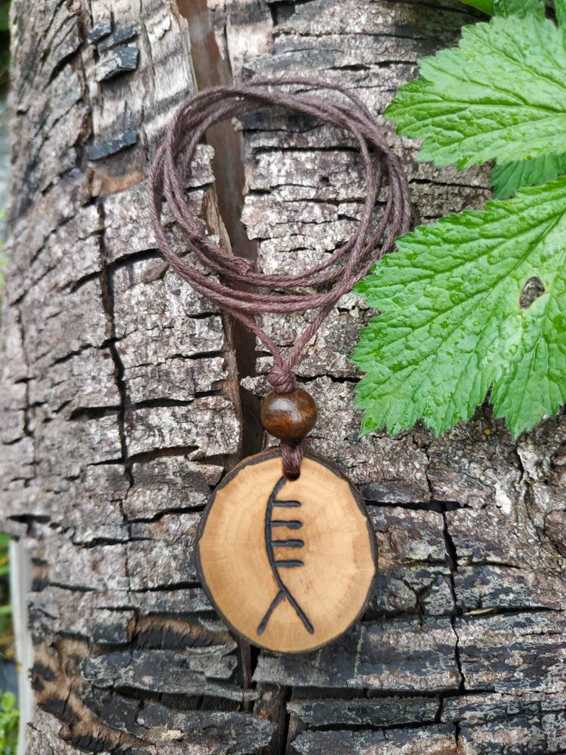 Willow Ogham Necklace Celtic Necklace Wood Jewelry Pagan Etsy