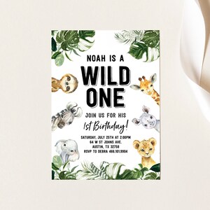 Safari Animals Invitation, Wild One Birthday for Boy, Safari Party Invitation, Jungle Birthday, Printable Invite, 1st Birthday