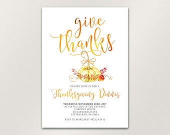 Thanksgiving Invitation, Thanksgiving Dinner Invitations, Friendsgiving Dinner, Fall Invitation, Thanksgiving Feast, Be Thankful, Printable