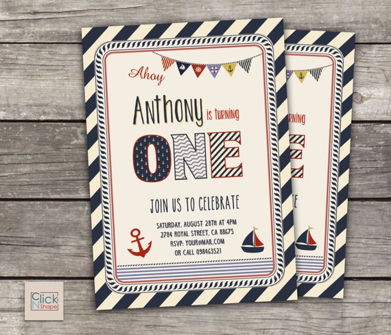 Nautical Birthday Party Pack // Boy First Birthday Party Pack // Nautical  Theme Pack // Nautical Birthday Invitation // Printable Party Pack -   Australia
