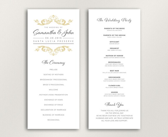 Wedding Program Classic Wedding Program Catholic Wedding Etsy