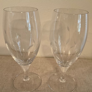 Princess House Lead Crystal Garden Mist Ice Tea Glasses, Retired, Set of 2