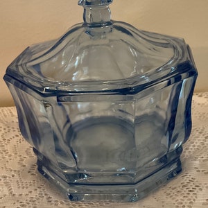 Blue Indiana Glass  Covered Candy Dish