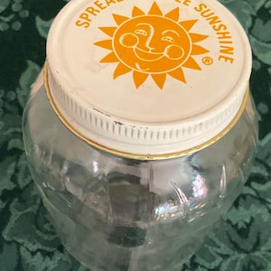Vintage Mustard Glass Jar with Lid, Spread a Little Sunshine,  Vintage Advertising Glass Jar, Yellow Mustard Jar, Glass Jar, Mustard Pot