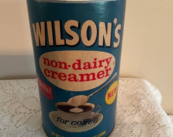 Wilson’s Non Dairy Creamer Tin,  Vintage Advertising Tin, The Wilson Milk Co, Americana Kitchen Decorating Tin