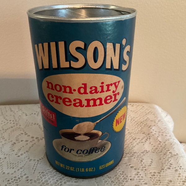 Wilson’s Non Dairy Creamer Tin,  Vintage Advertising Tin, The Wilson Milk Co, Americana Kitchen Decorating Tin