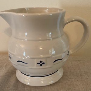 Longaberger Pottery Blue Woven Traditions Water Tea Pitcher 64OZ