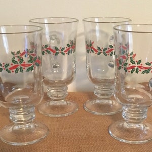 Arby’s Holly Berry Irish Mugs, Egg Nog, Punch Mugs, Gold Rim Set of 4, Christmas Drink Ware, Holiday Barware