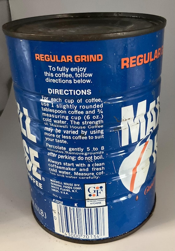 Vintage Maxwell House Coffee Tin Can: 1lb Empty Metal Container - Etsy