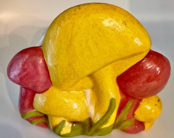 Mushroom Napkin Ceramic Holder, Yellow & Brown , Kitchenwares