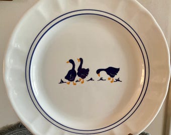 Country Goose Geese Dinner Plates 10 1/4”D, Set of 4