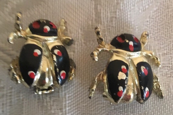 Vintage Lady Bug Brooch Pins, Pair of Lady Bug Br… - image 2