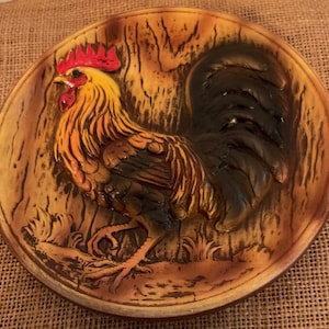 Vintage Inaroc Rooster Ceramic Wall Plaques, Set of 2