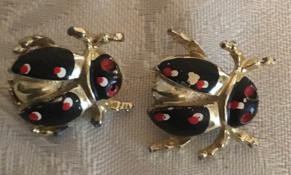 Vintage Lady Bug Brooch Pins, Pair of Lady Bug Br… - image 3