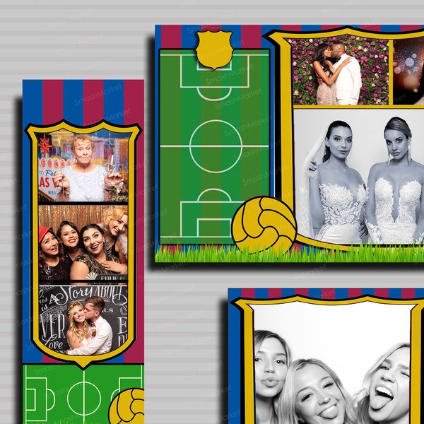 15 Sports Themed Photo Strip Template Pack for Photo Booths | Includes 5 Designs/15 Templates | 2X6, 4X6 & Square | Sports Pack 01