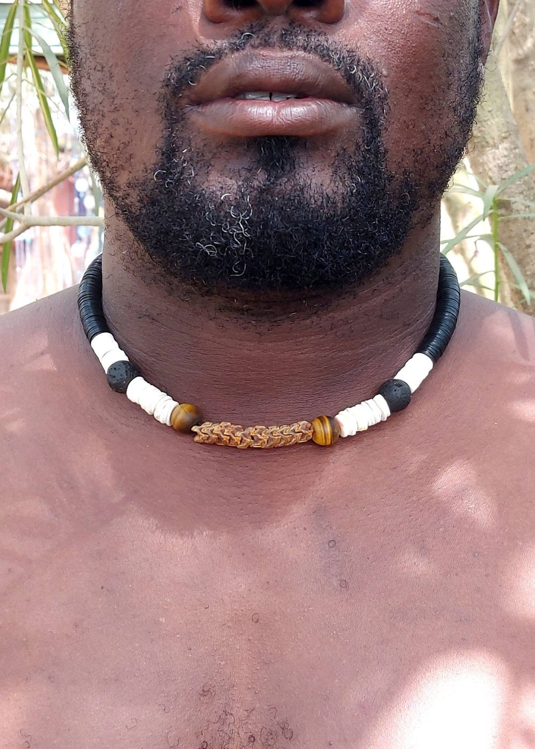 African Men's Tribal Necklace Made With Real Old Snake Etsy