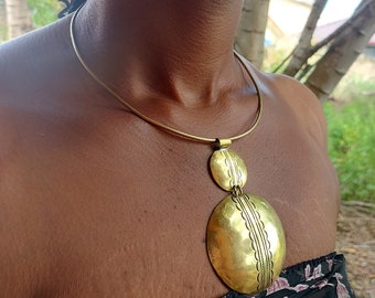 African choker necklace, minimalist brass ethnic necklace, gift for her