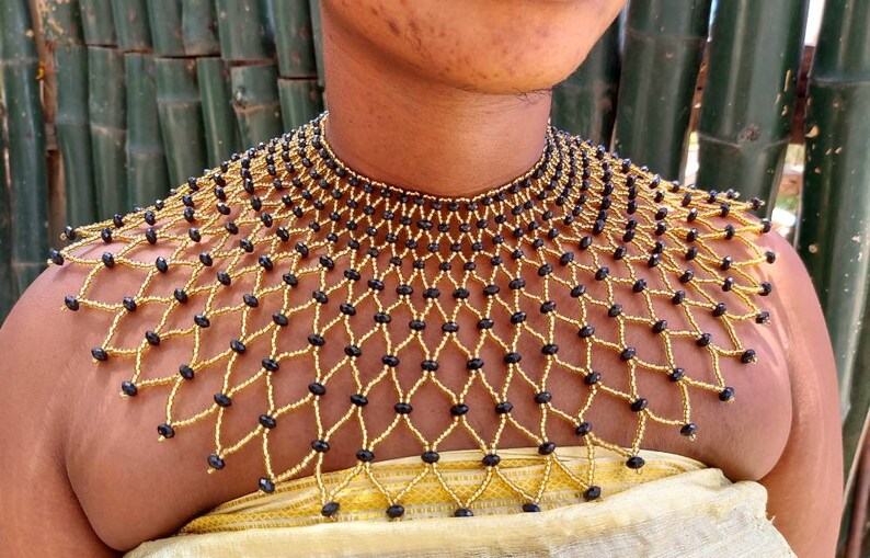 ethnic necklace African bib necklace statement necklace beaded necklace