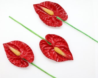 Small RED Anthurium Flower Pick | Ear | Hair