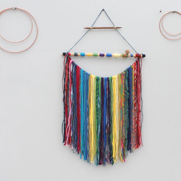 Rainbow wall hanging // Yarn Wall Art // Boho Wall Hanging // Gift for teens