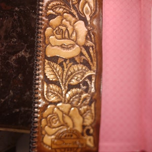 Lady Rose Bible Cover with Diablo Buckle Please read item details before you order. MEASUREMENTS REQUIRED Height, Width, Thickness image 3