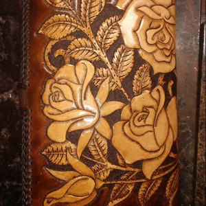 Lady Rose Bible Cover with Diablo Buckle Please read item details before you order. MEASUREMENTS REQUIRED Height, Width, Thickness image 2