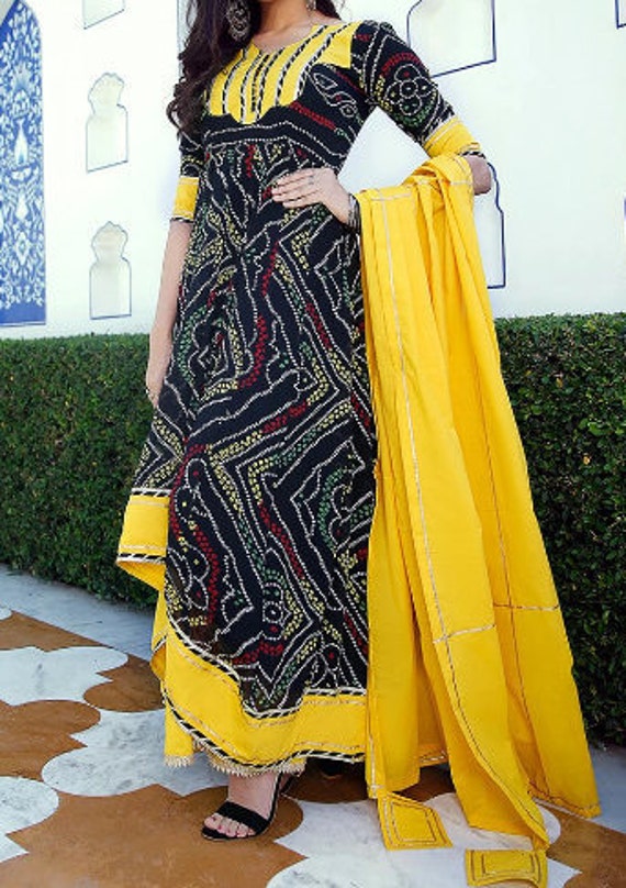 Rajasthani Jaipuri Bandhej Bandhani Silk Suit With Gota Work Rajasthani  Women and Girls Kundan Work Partywear Suits - Etsy Denmark