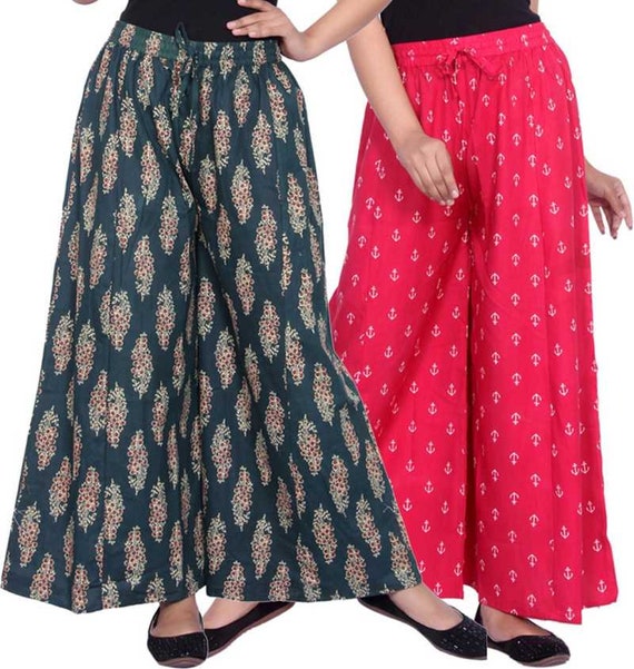 Pack of Two Women's Rayon Plazo Red Colour Plazzo Pants, Black Rayon  Trousers, Bottomwear Indian Women Pants, Trouser for Women -  Hong Kong