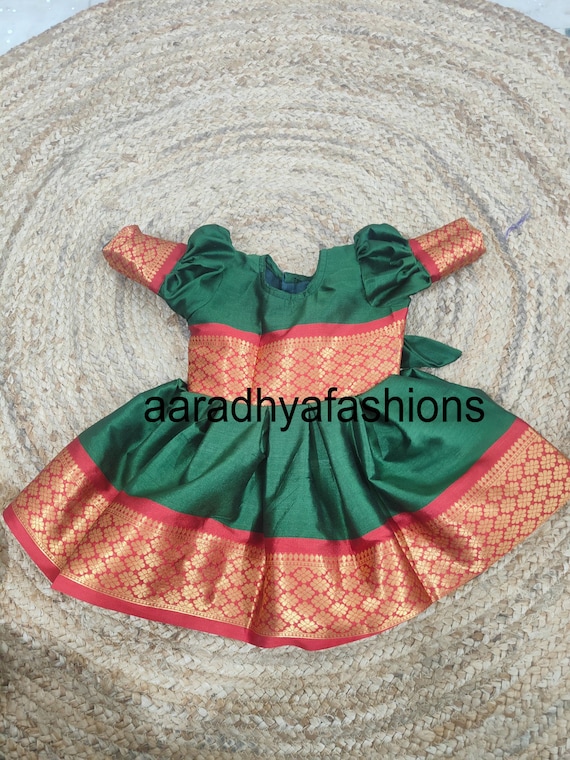 Indian Pattu Pavadi Dress for Girls, Frock for Baby Girl