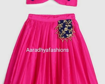Rose Tapeta Silk Lehenga Choli, robe indienne pour fille