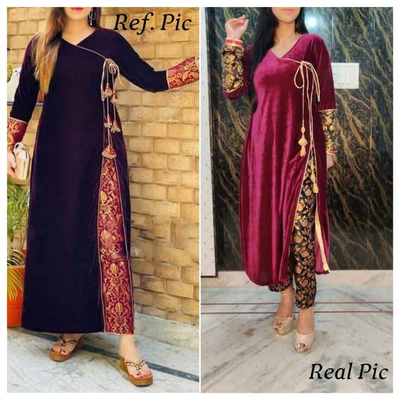Buy Anantaa by Roohi Black Velvet Embroidered Straight Kurta Online | Aza  Fashions | Cotton dress pattern indian, Colour combinations fashion, Cotton  dress pattern
