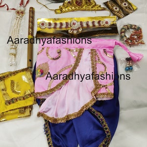 Krishna Costume for boys, Indian Traditional Krishna Dress for Kids, Kanha dress, Silk Dhoti for kids, Dhoti Pant, Boys dhoti, Kanha dress