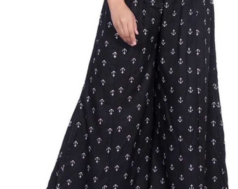 Women's Rayon Plazo Black Colour Plazzo Pants, Black Rayon Trousers,  Bottomwear for Women, Indian Women Pants, Trouser for Women 
