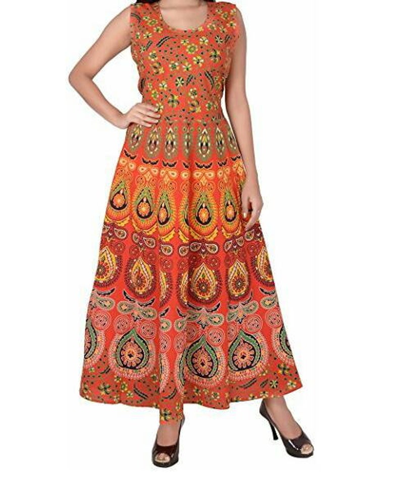 Indian Traditional Cotton Printed Long Length Dress for Women Etsy