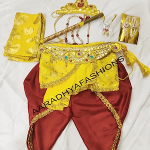 Krishna Costume for boys, Indian Traditional Krishna Dress for Kids, Kanha dress, Silk Dhoti for kids, Dhoti Pant, Boys dhoti, Kanha dress