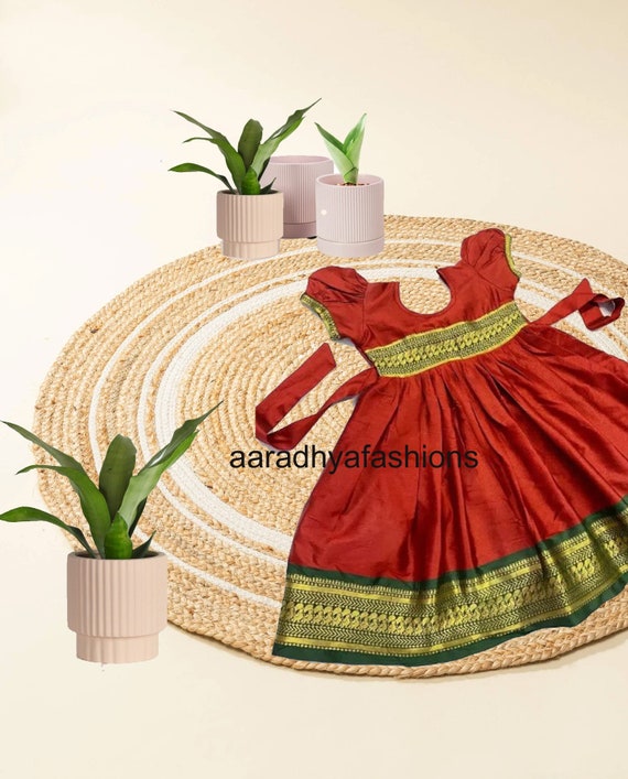 Indian Pattu Pavadi Dress for Girls, Frock for Baby Girl