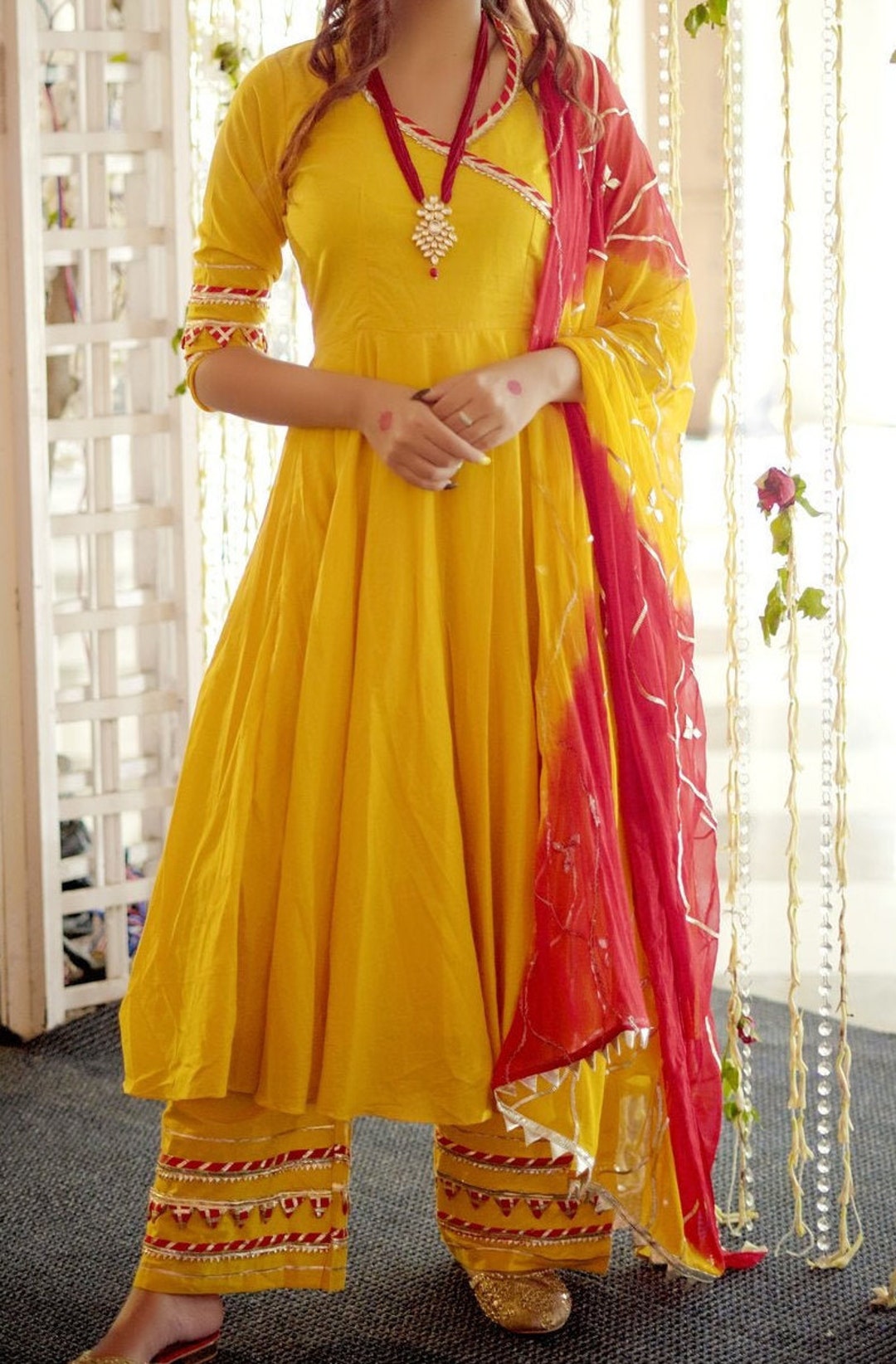 Indian Yellow Suit Gota Patti Suit Anarkali Suit Party Wear - Etsy