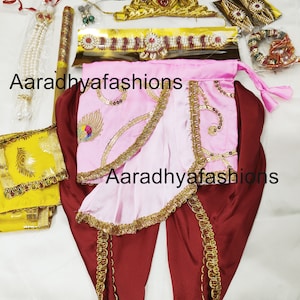 Krishna Costume for boys, Indian Traditional Krishna Dress for Kids, Kanha dress, Silk Dhoti for kids, Dhoti Pant, Boys dhoti, Kanha dress